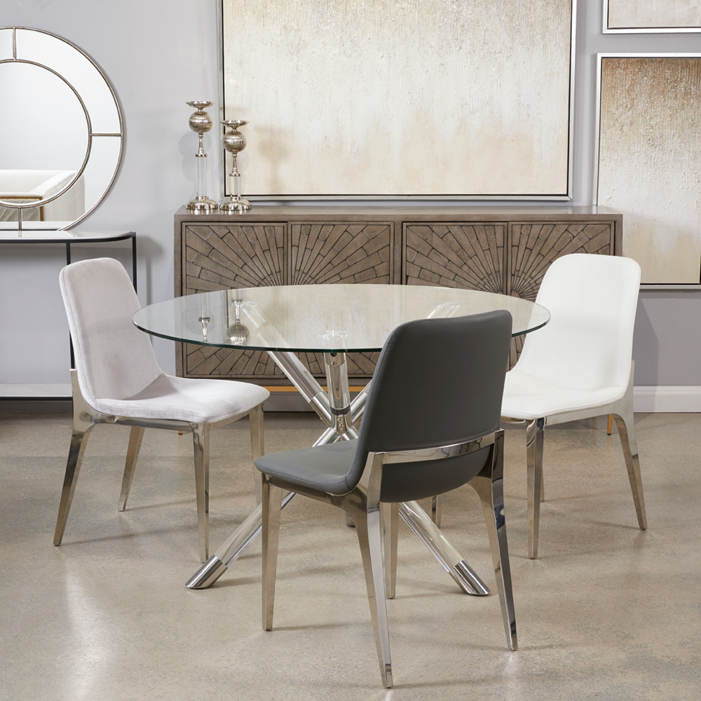 Minos Dining Chair: Grey Velvet